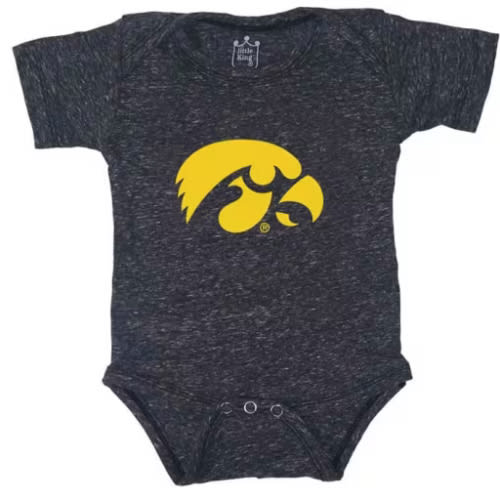 Little King Iowa Hawkeyes Baby BLACK Primary Logo Design One Piece - 31800261