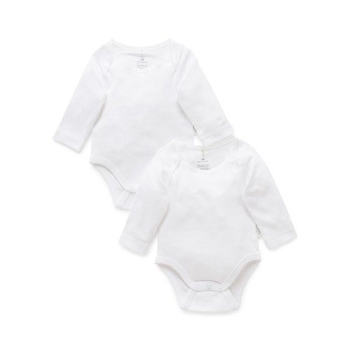 Purebaby Easy Neck L/s Bodysuit 2 Pack | David Jones
