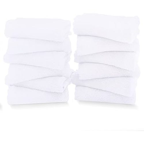 TENSTARS 12 Pack Premium Washcloths Set - Quick Drying- Soft Microfiber Coral Velvet Highly Absorbent Wash Clothes - Multipurpose Use as Bath, Spa, Facial, Fingertip Towel (White)