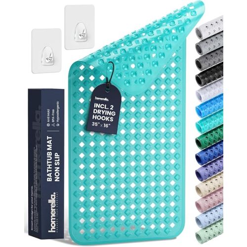 homerella Bathtub Mat Non Slip 35x16 Shower Mat Non Slip Anti Mold BPA Free