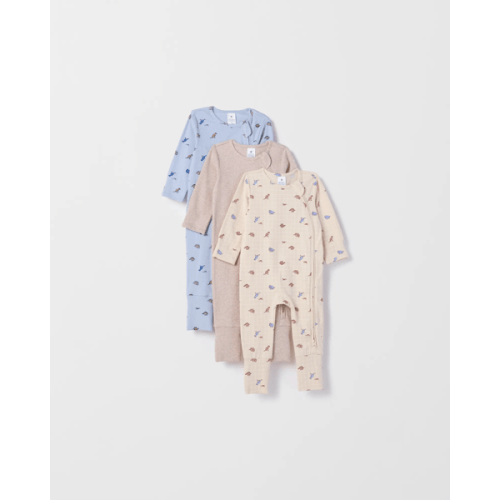 Baby Organic Cotton 3 Pack Zip Coverall