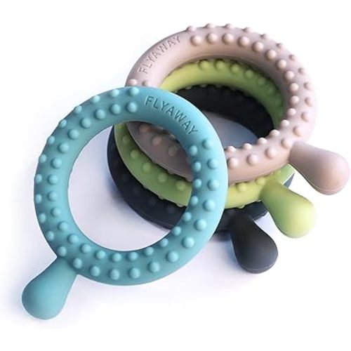 Flyaway Sensory Chew Toys for Autistic Children 4 Pack, Silicone Sensory Toys for Toddlers 1-3 Kids Adults with Autism ADHD SPD, Q Shape Teething Toys for Baby Oral Motor Stimulation