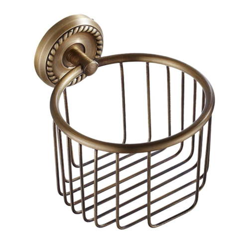 Vintage Toilet Paper Holder, Antique Brass Wall Moted Bathroom Roll Tissue Wire Basket, Modern Roll Tissue Holder for Bathroom K0G7