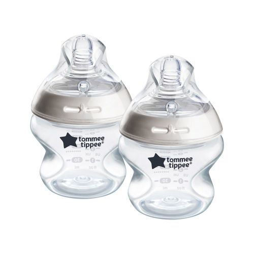 Tommee Tippee Natural Start Anti-Colic Bottle With Slow Flow Teats 150ML 0M+ 2 Pack White