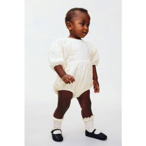 EYELET EMBROIDERED ROMPER SUIT