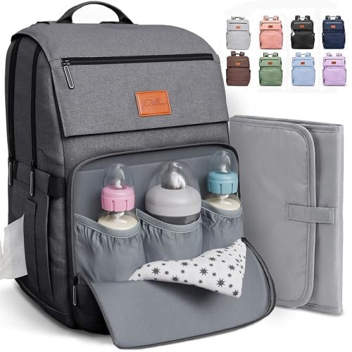 Pillani Baby Diaper Bag Backpack - Baby Bag for Girls & Boys, Large Waterproof Diaper Backpack - Baby Shower Gifts for Boys & Registry Must Haves - Travel Diaper Bags with Changing Pad - Newborn Stuff