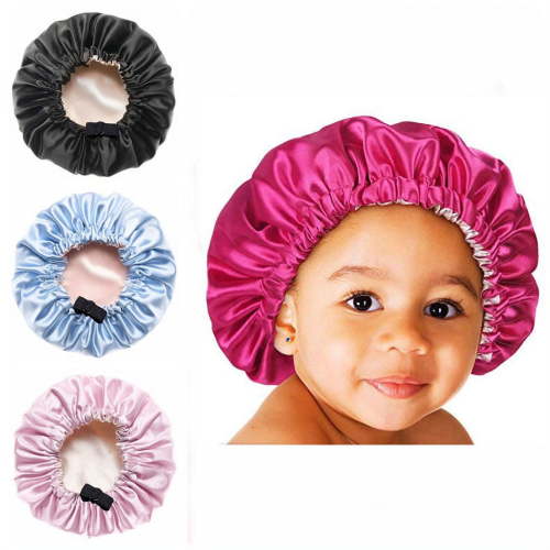 Yoyauz Baby Satin Bonnet Sleep Cap for Curly Hair Double Layer Reversible Adjustable Silky Satin Cap for Teens Toddler Child,