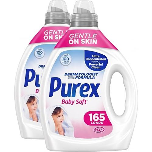 Purex Baby Laundry Detergent Liquid,Ultra Concentrated,82.5 fl oz,165 Loads,Hypoallergenic,Dye Free,Gentle on Skin,(Pack of 2)
