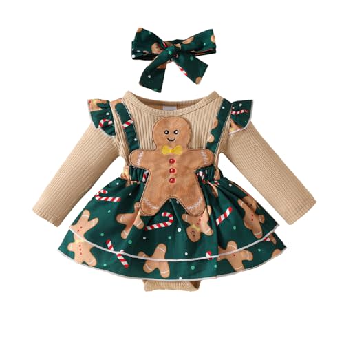 mlpeerw My First Christmas Baby Girl Outfit Newborn Christmas Romper Dress Cute Santa Dress Infant Fall Winter Xmas Clothes