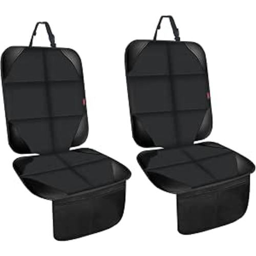 Car Seat Protector for Child,2 Pack Car Seat Cushion,Waterproof Fabric Car Seat Covers for Non-Slip Backing Mesh Pockets for Baby,Pet,SUV, Sedan and Trunk(Black)