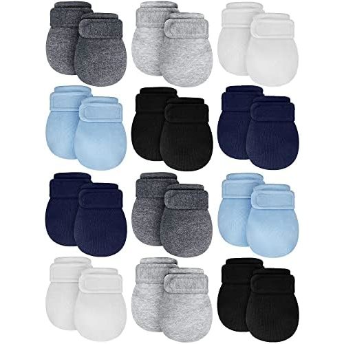 Newcotte 12 Pair Newborn Baby Mittens No Scratch Baby Gloves