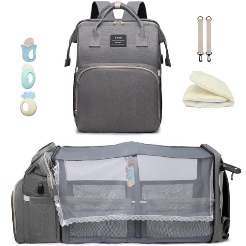 ANWTOTU Baby Diaper Bags with Changing Station,900D Oxford Waterproof Diaper Bag Backpack for Moms Dads with USB Charging Port,Large Capacity Baby Essentials(Ungrade Grey)