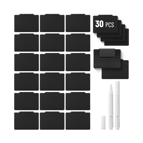 Mr. Pen- Basket Labels Clip On Set, 32 pcs | 30 Removable Bin Labels Basket Tags for Storage Bins With 2 White Chalk Markers for Organization