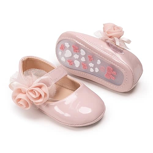Meckior Infant Baby Girls Soft Sole Bowknot Princess Wedding Dress Mary Jane Flats Shoes Easter Light Baby Sneaker Shoes