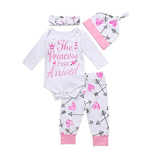 Dewadbow 4PCS Newborn Infant Baby Girl Outfits Clothes Set Romper Bodysuit+Pants Leggings - Dewadbow 4PCS Newborn Infant Baby Girl Outfits Clothes Set Romper Bodysuit+Pants Leggings