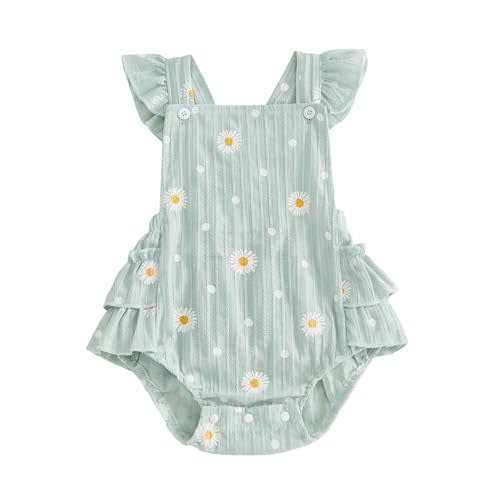Thorn Tree Baby Girl Summer Clothes Newborn Outfit Ruffle Romper Infant Baby Dress Bow Headband Solid Cute Outfits Girls