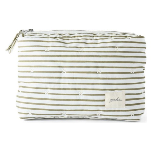Pehr Water Resistant Coated Organic Cotton Pouch, Stripes Away Olive