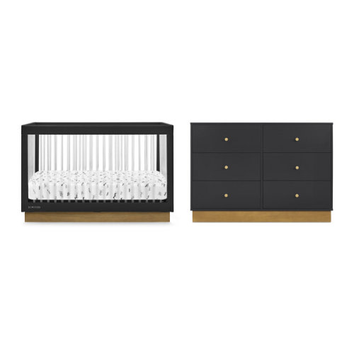 Delta Children James Convertible 2-piece Nursery Furniture Set. Midnight Grey/acorn | Wayfair