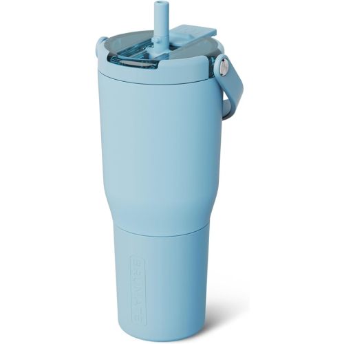 BrüMate Resa Flip 35oz Travel Tumbler with Covered Flip Down Straw | 100% Leakproof Water Bottle | Made of Insulated Stainless Steel | Cup Holder Friendly Silicone Base | 35oz (Glacier)