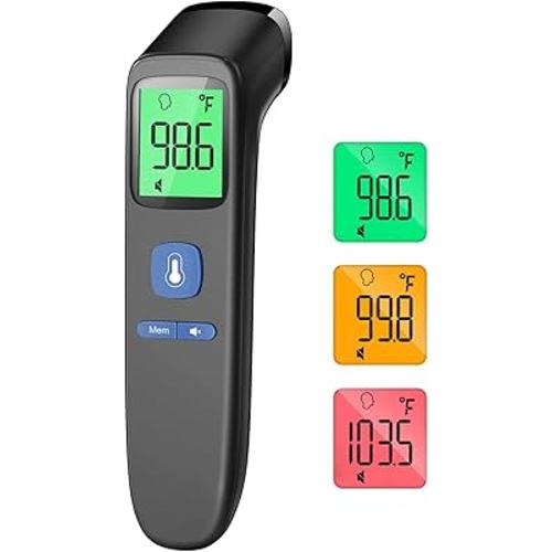 No-Touch Forehead Thermometer for Adults, Infrared Digital Baby Thermometer for Kids, Accurate Reading with Large Display, Mute Mode, Memory Recall, Fever Alarm