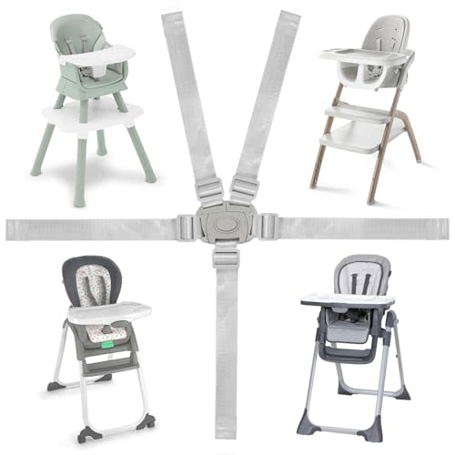 High Chair Replacement Straps Compatible with Ingenuity, Jeep, Evenflo, Baby Trend, IKEA, Skip Hop eon, Peg Perego Highchairs Accessories, for Most 5 & 3 Point High Chairs, Adjustable High Chair Belt