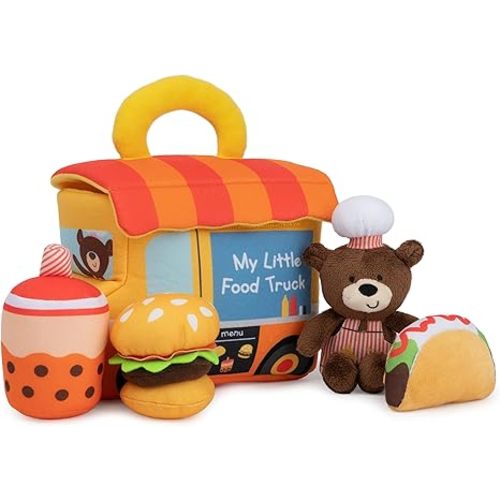 Baby GUND Play Soft Collection, My Little Food Truck 5-Piece Plush Playset with Rattle, Squeaker and Crinkle Sound Toys, Sensory Toy for Babies, 7.5”