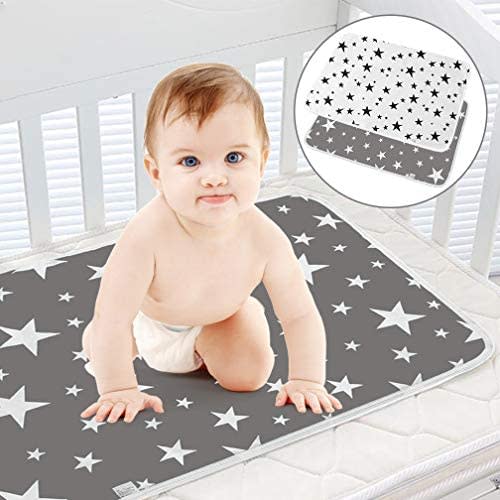 2 Packs Baby Diaper Changing Pad Maveek 19.7'' X 27.6'' Waterproof Changing Mat Portable Diaper Pad Travel Changing Mat Foldable Absorbent Mats for Home and Outdoor(Grey & White)