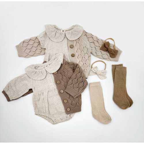 Baby Girl Gingham Romper: Ruffle Collar Cotton Bubble Suit