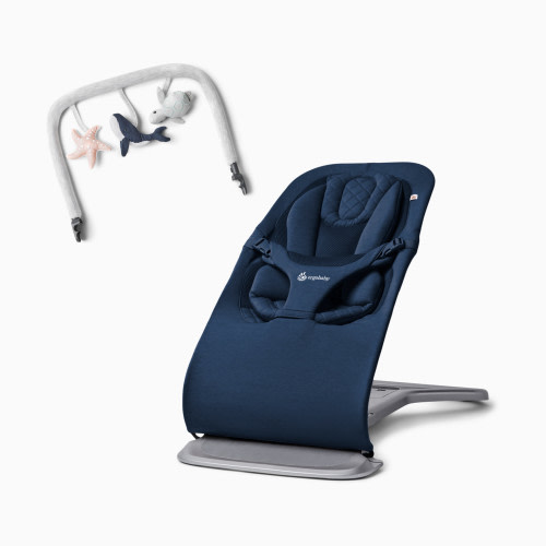 Ergobaby Evolve Bouncer & Toy Bar Bundle - Midnight Blue
