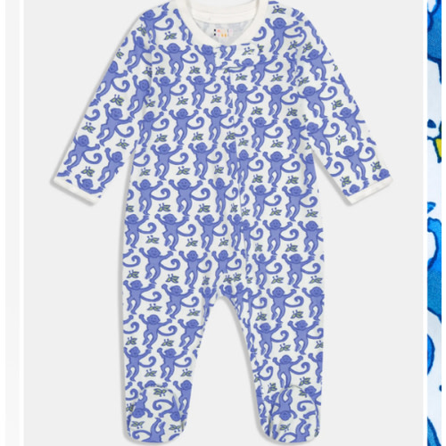 Infant Monkey Zipper Footie