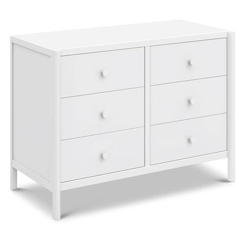 DaVinci Birdie 6-Drawer Baby Dresser, GREENGUARD Gold Certified, White | TSCA-Compliant Engineered Wood Nursery Dresser w/ Spacious Drawers - Double Dresser for Kids w/ 9+ Inch Drawer Extension