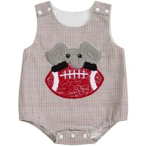 Toddler Baby Boy Girls Football Romper Rugby Embroidery Sleeveless Bubble Bodysuit Gingham One-Piece Sport Clothes