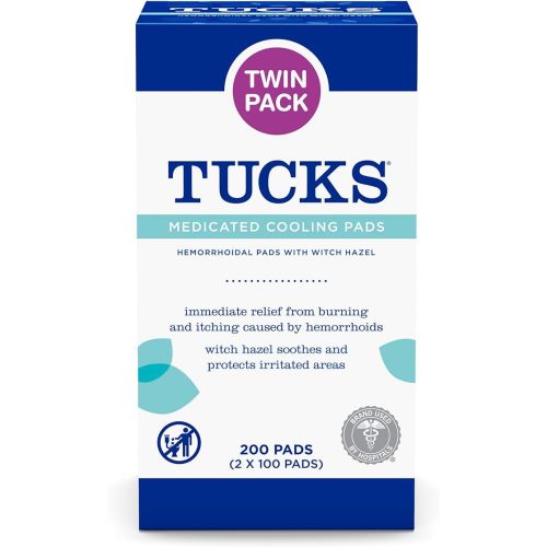 TUCKS Medicated Cooling Pads, 200 Count – Hemorrhoid Pads with Witch Hazel, Cleanses Sensitive Areas, Protects from Irritation, Hemorrhoid Treatment, Medicated Pads Used by Hospitals - 200 Count (Pack of 1) - Cooling Pads Only