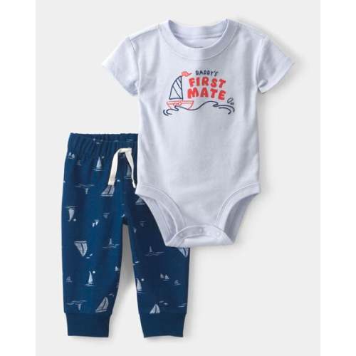 Baby Boy 2-Piece 'Daddy's First Mate' Boat Bodysuit & Pant Set - Blue | Carter's