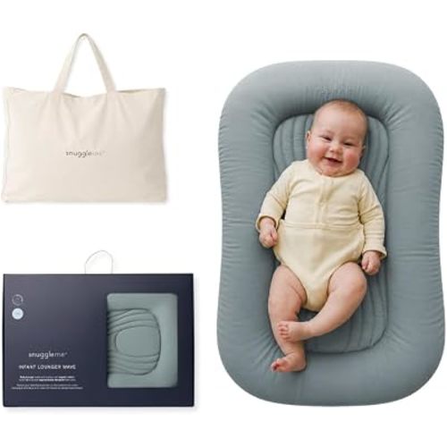 Snuggle Me Wave Organic Infant Baby Lounger, Ergonomic CPSC Compliant Nest (Slate)