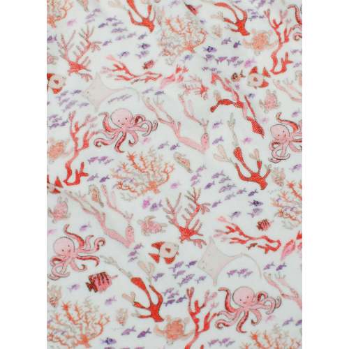 Children's Organic Swim Poncho - Rosy Coral Reef
