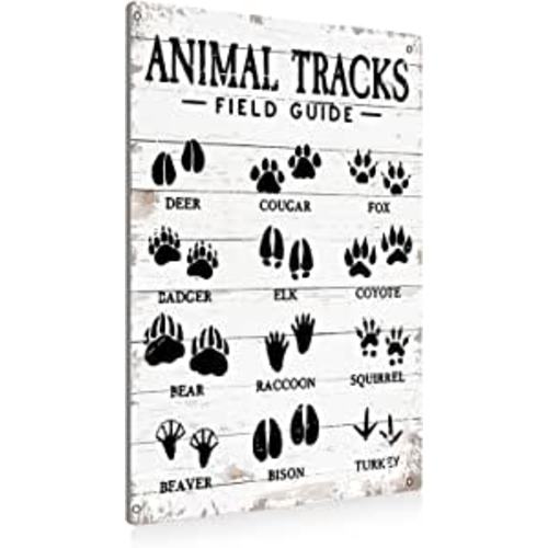 Amazon.com : Animal Tracks Field Guide Sign Metal Tin Sign Wall Art Decor Farmhouse Home Rustic Decor Gifts - 8x12 Inch : Home & Kitchen
