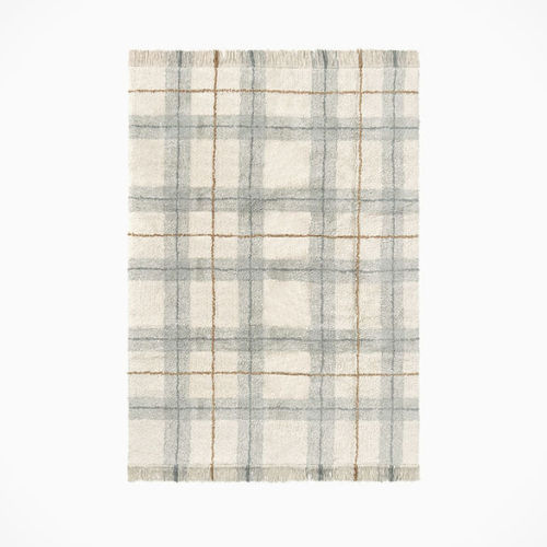 Blue & Cream Vintage Plaid Cotton Rug | Chemical Free & Safe Rugs