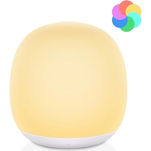 Baby Night Light, Nursery Night Lamp with 8 RGB Colors Changing, Soft BPA Free Silicone Touch Night Light for Kids Room Breastfeeding, 1h Timer, Rechargeable & Stepless Dimming