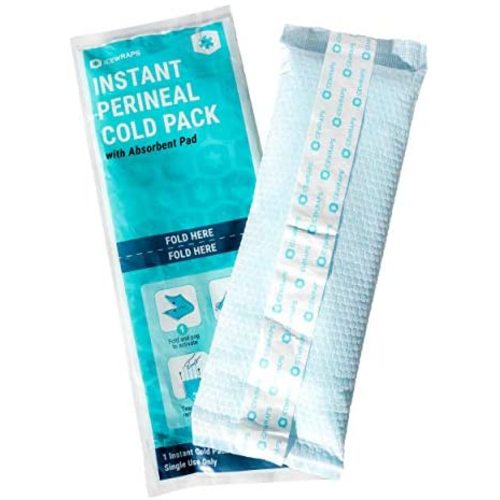 ICEWRAPS Instant Perineal Cold Pack - 2 in 1 Absorbent Maxi Pad and Instant Cold Pack - 12 Count Single Use Postpartum Ice Cold Compress for After Birth