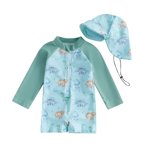 Toddler Infant Baby Boy Swimsuit Newborn Rash Guard Boys Girls One Piece Zipper Bathing Suit Swimwear with Hat