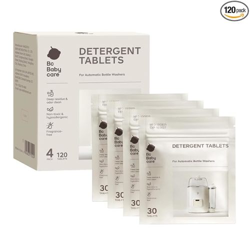 Bc Babycare Detergent Tablets for Clarvion & All Baby Bottle Washers, 120 Count - Deep Clean for Bottles & Pump Parts, Removes Milk Film, Grease & Odor, Fast-Dissolving, Baby-Safe & Residue-Free