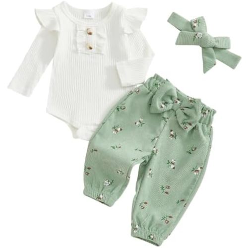 Mubineo Baby Girl Clothes Outfits Cute Flower Romper Daisy Pant Fall Winter Newborn Outfit Sets