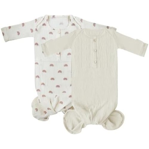 Muslin Organic Cotton Knotted Baby Gown - Soft and Stylish Sleepwear for baby outfits Newborns 0-3 months 2PACK
