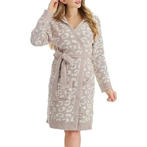 bearberry Hoodless Robe Cozy Robe Lightweight Soft Plush Bathrobe with Pockets for Women