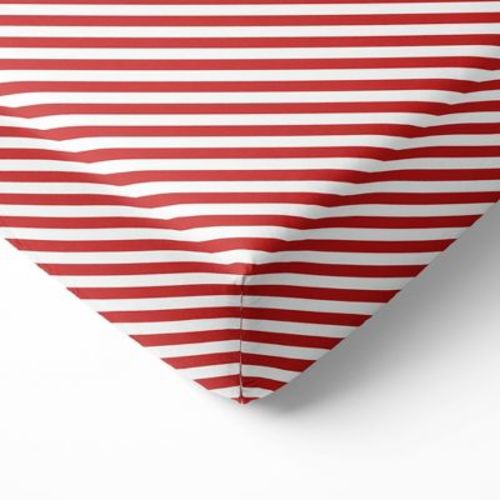Bacati - Red Warp Stripes 100 percent Cotton Universal Baby US Standard Crib or Toddler Bed Fitted Sheet