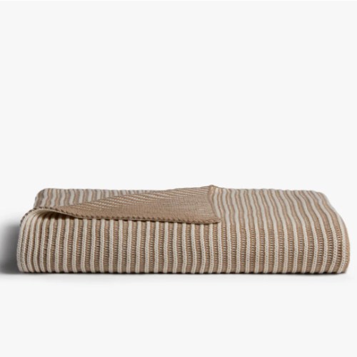 Organic Two Tone Rib Knit Throw (Cream and Flax) – Parachute Home