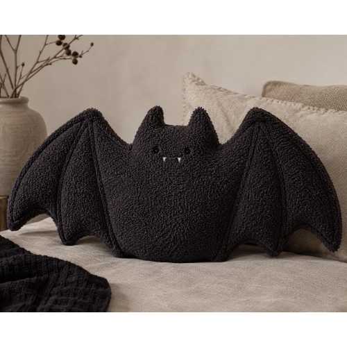 Bat Pillow Teddy Boucle, Halloween Plush Throw Pillow, Cute Bat Cushion for Nursery, Couch Decor, Gothic Room Decor