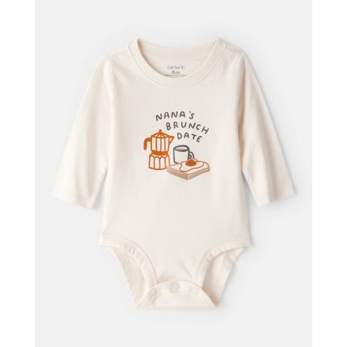 Baby Nana's Brunch Date Long-Sleeve Graphic Bodysuit - Cream | Carter's