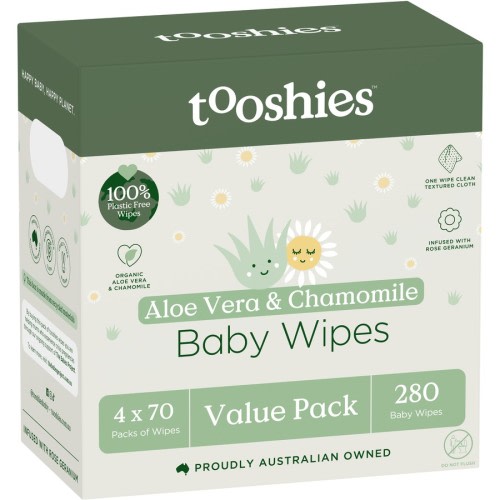 Tooshies ECO Wipes 280 Pack - Aloe Vera & Chamomile